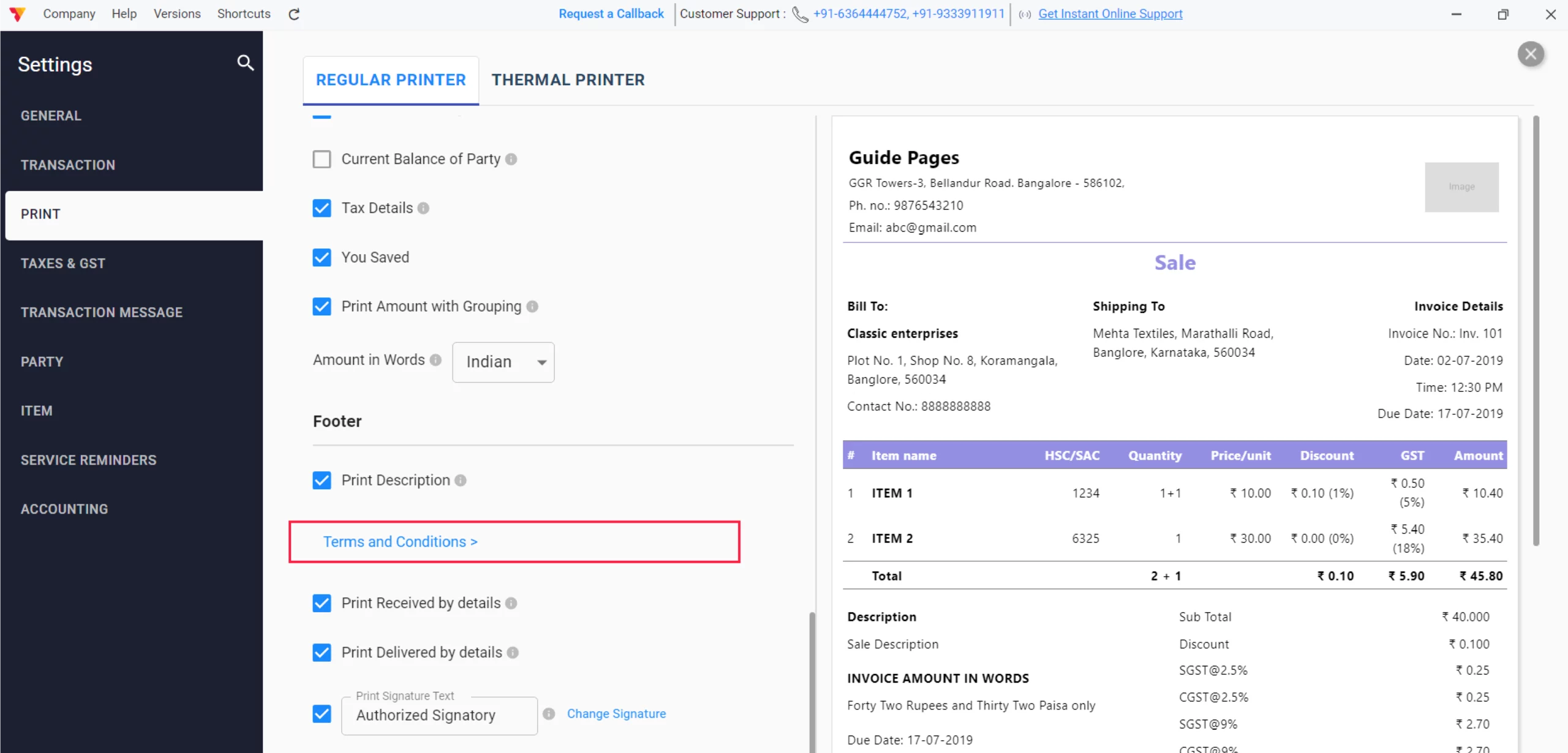  Find the "Terms & Conditions" Section
