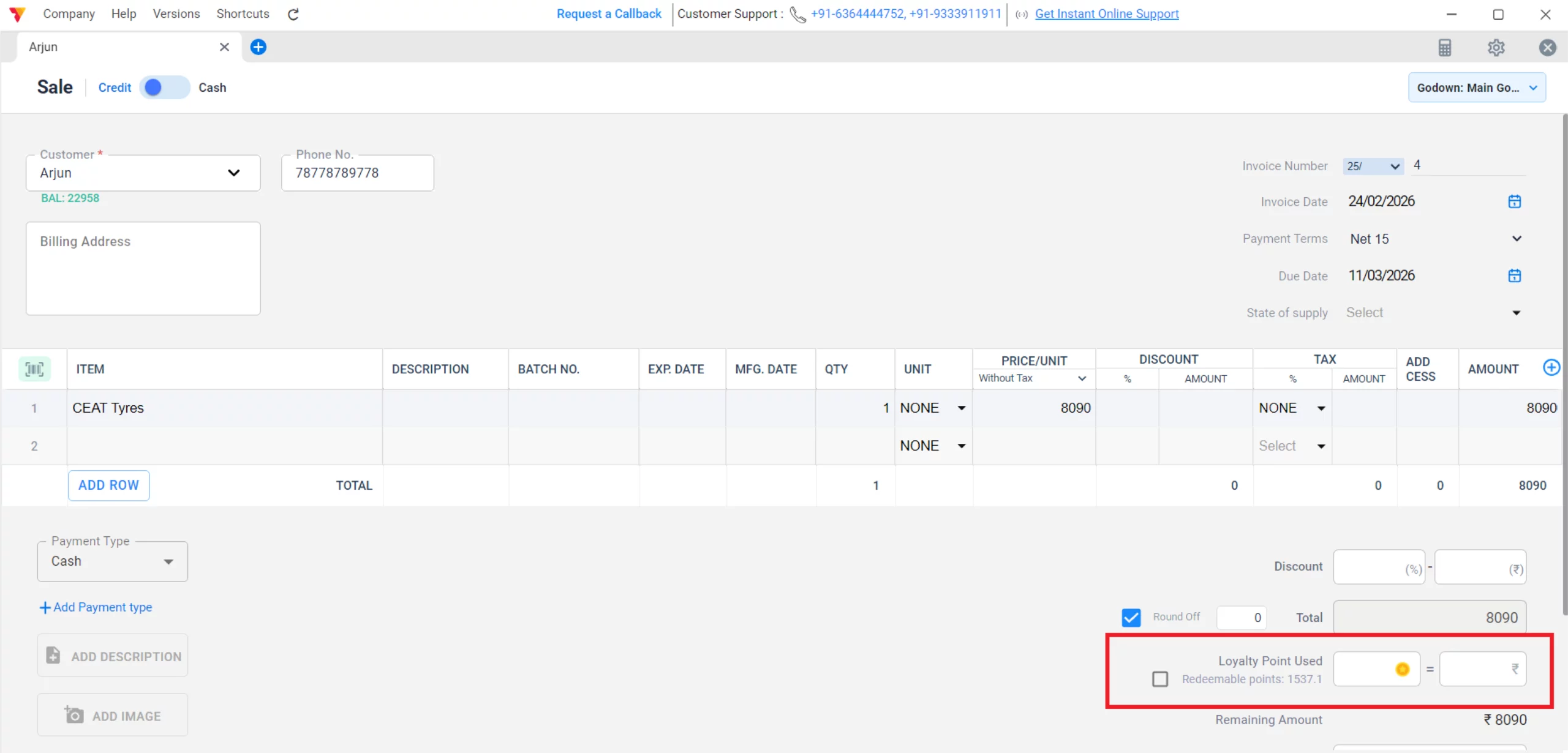  Assign Points on Sale 