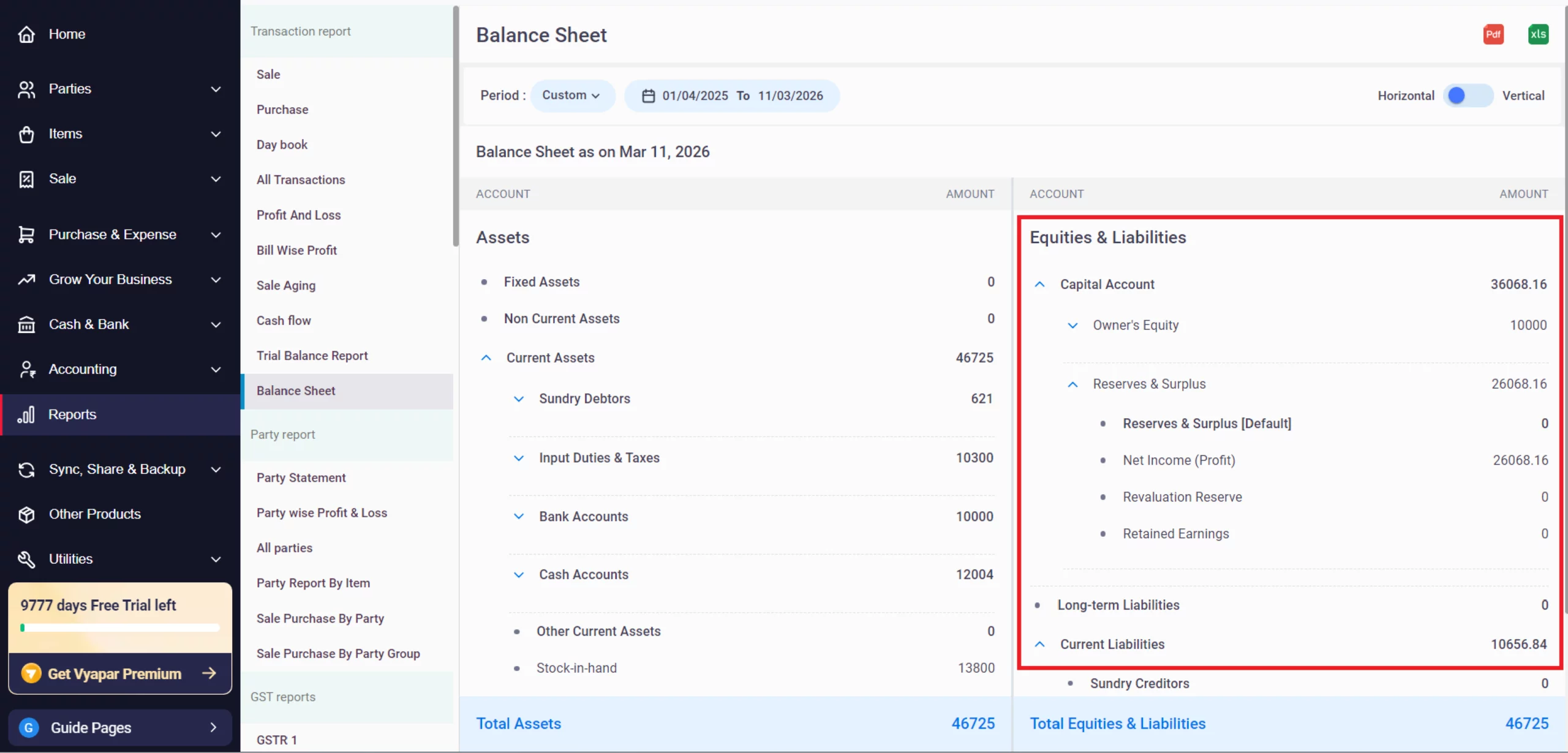 Review Equities & Liabilities