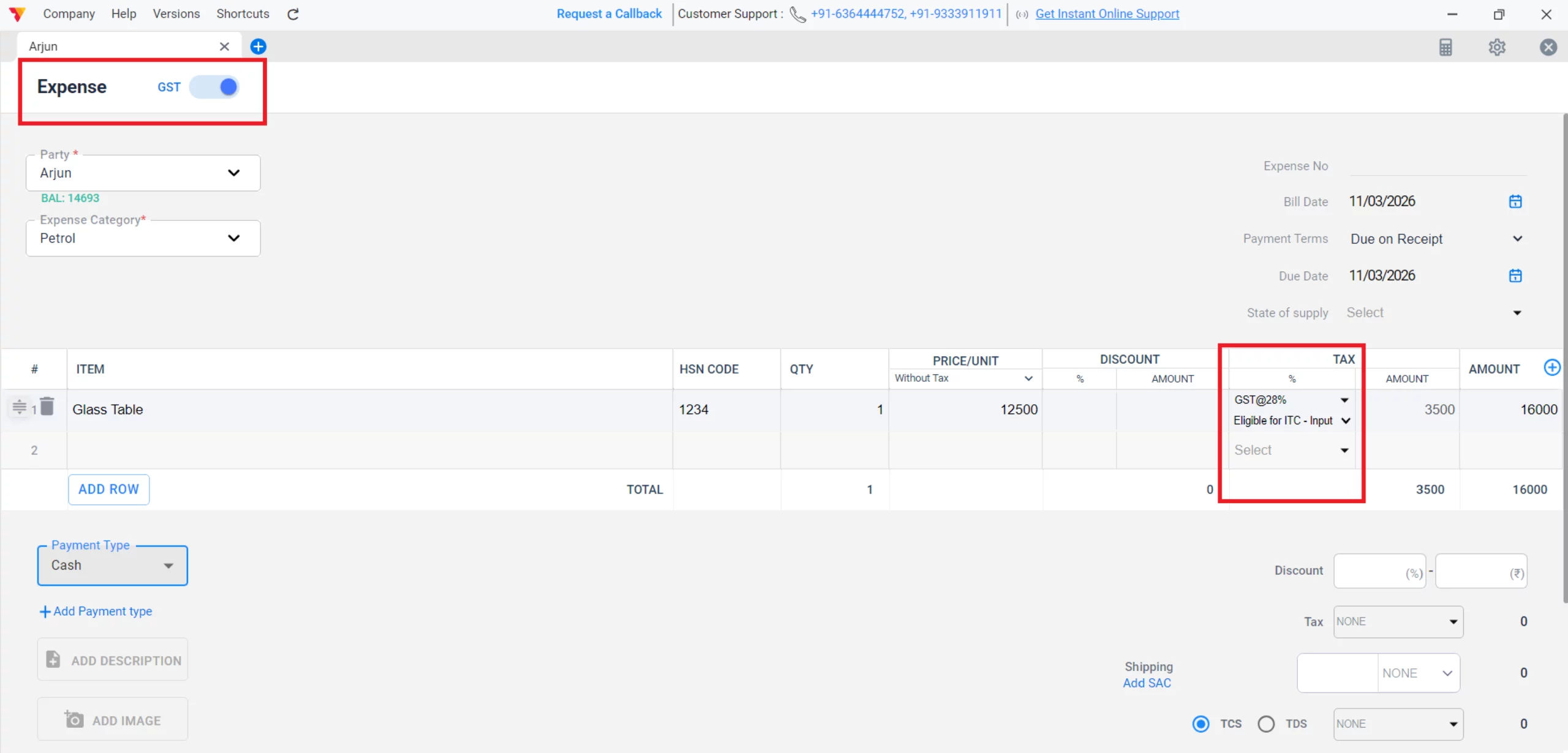 Record Expenses with GST (Claim ITC)