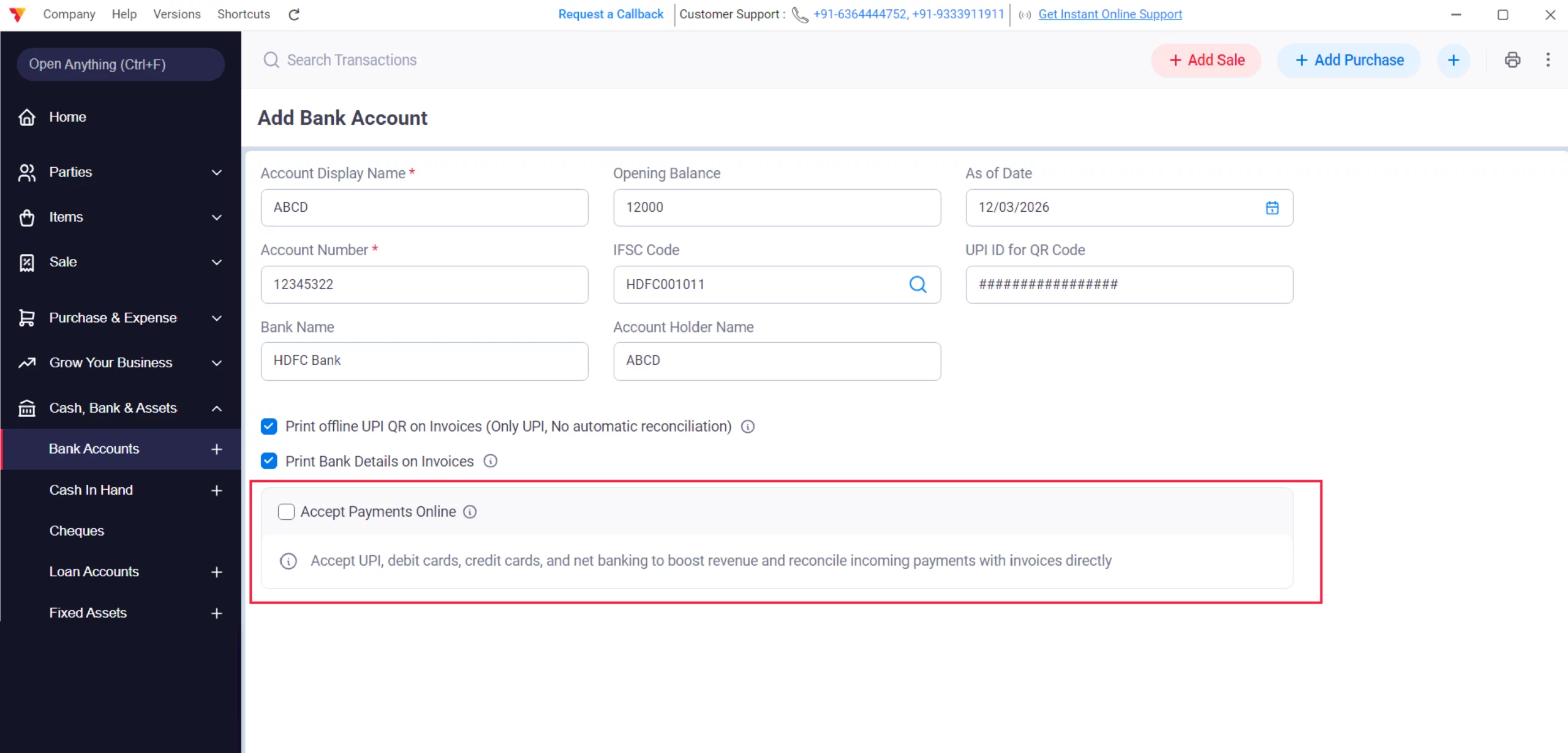 Online Payment Links (Optional) 