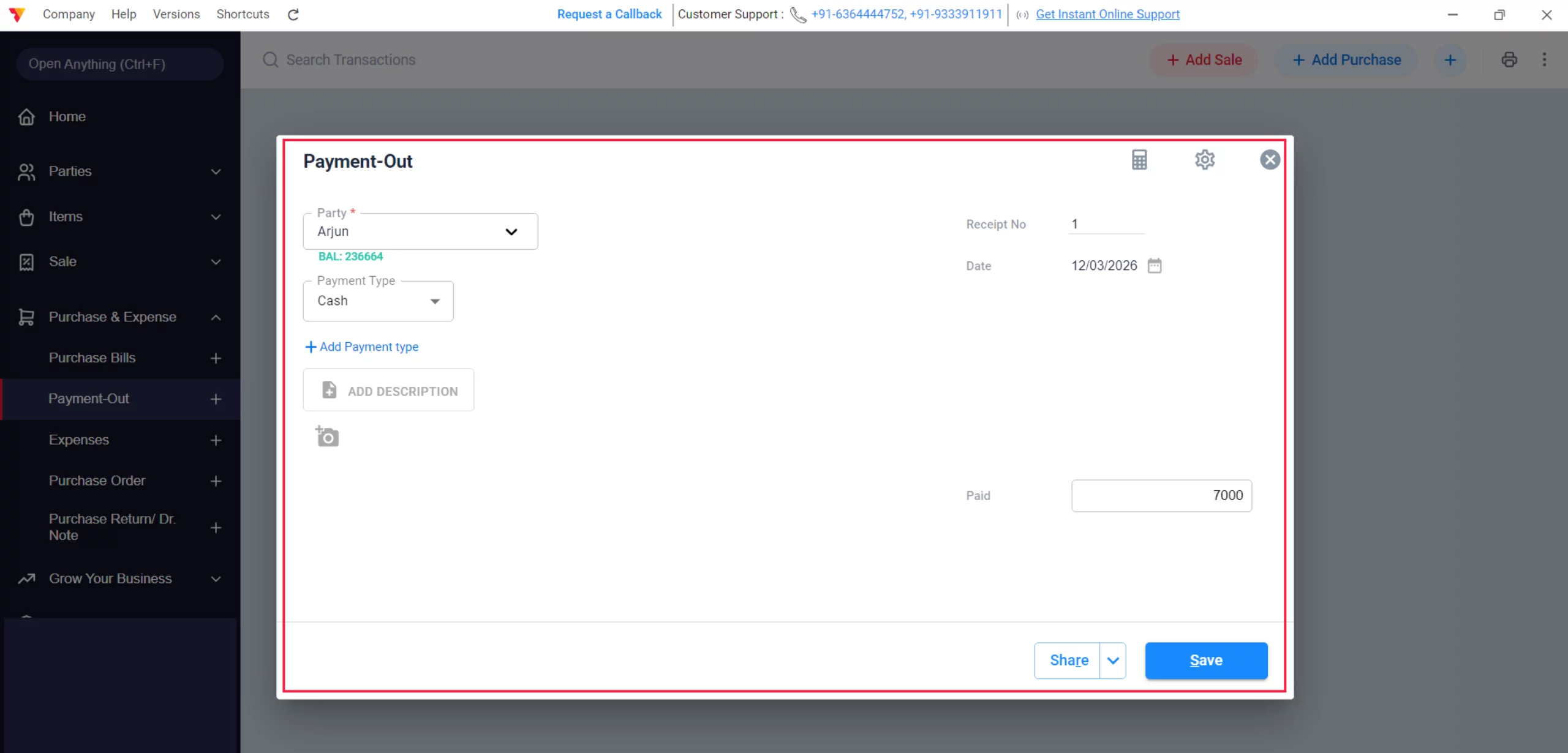  Record Payment-Out & Save