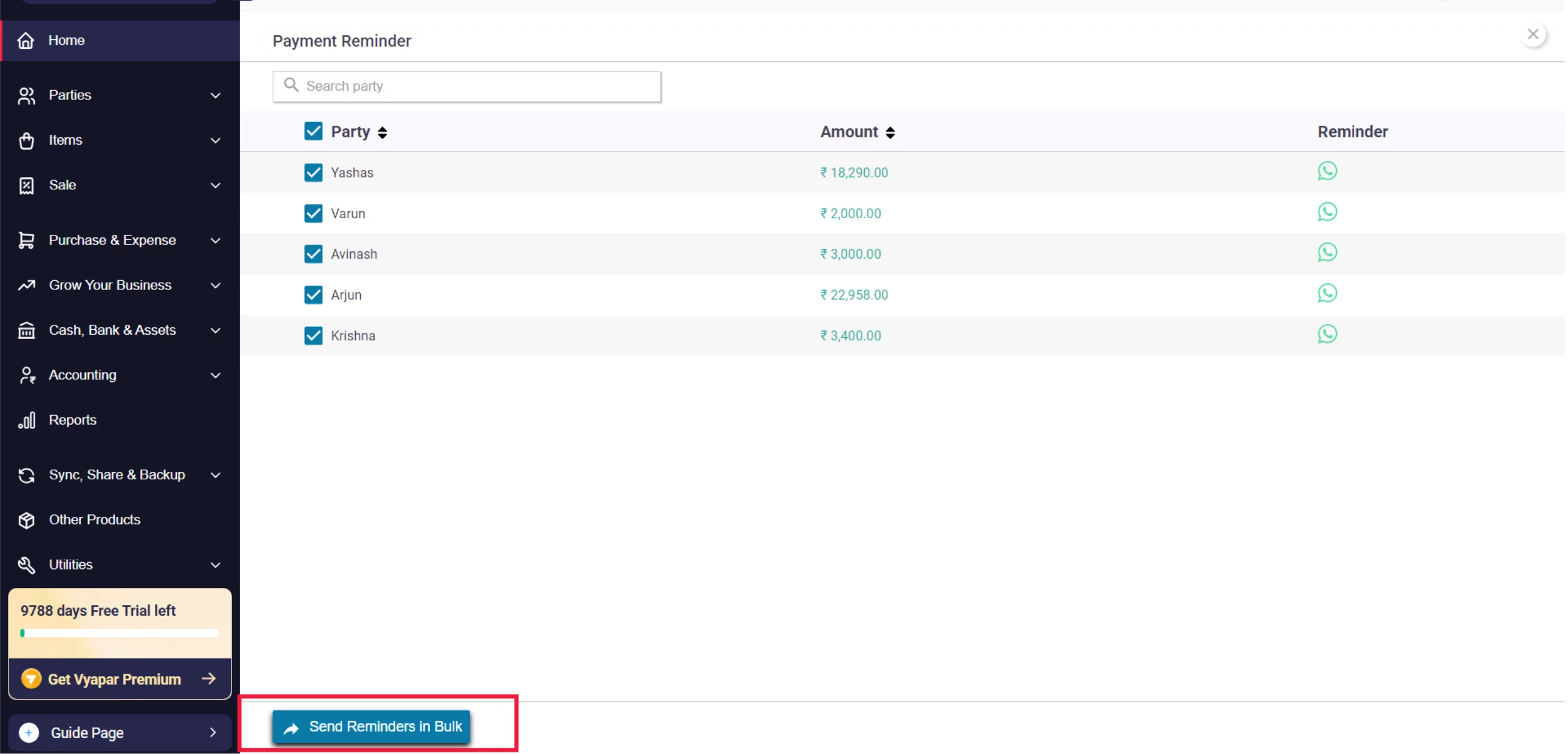 Send Reminders in Bulk