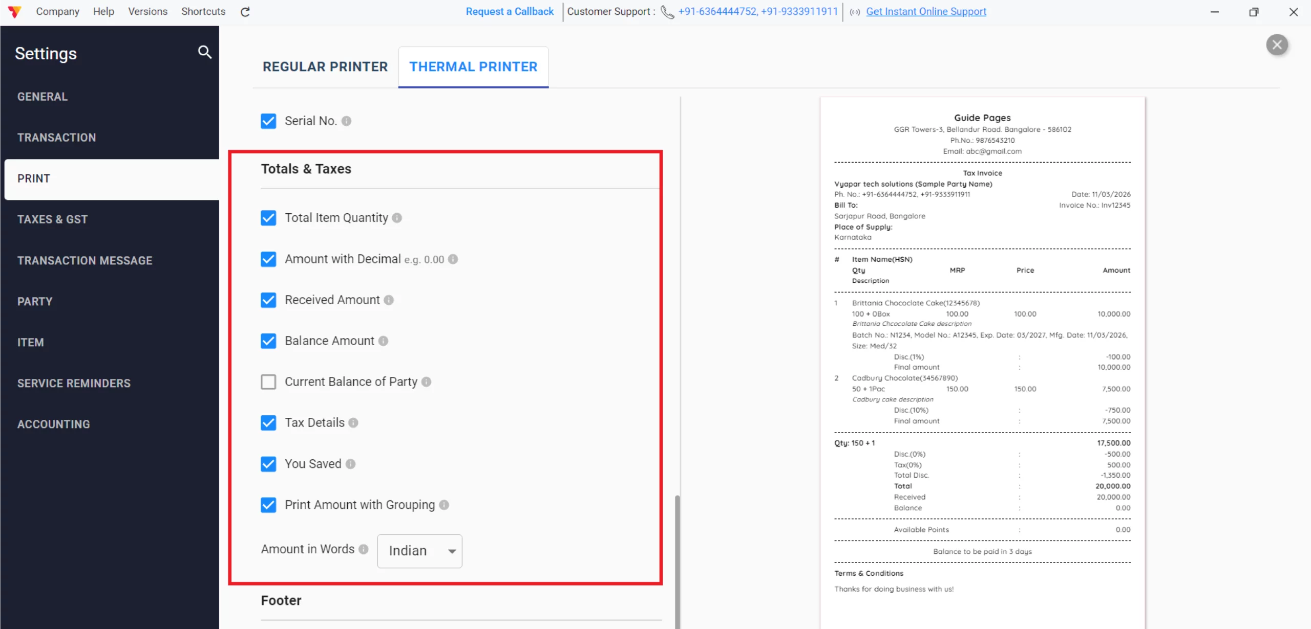 Customize Totals & Taxes