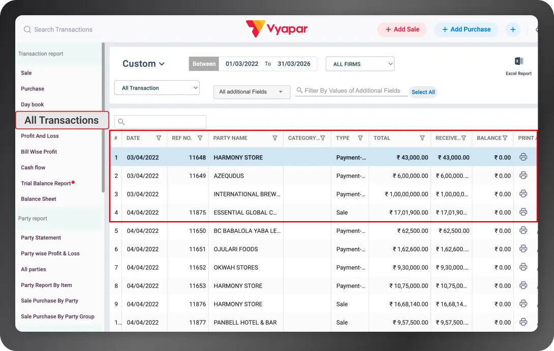 automated transaction report in accounting software