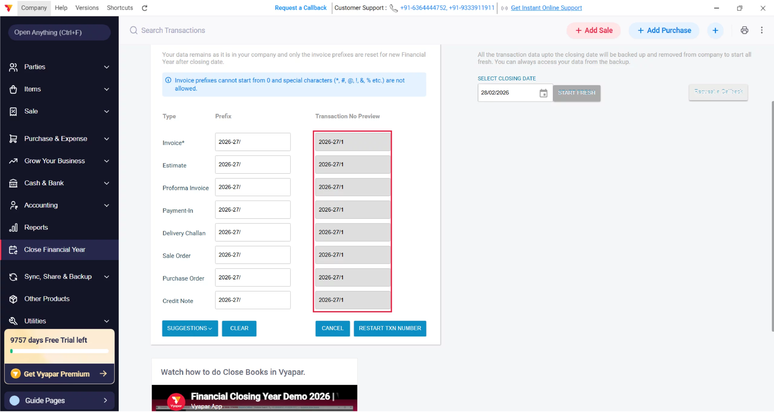 Preview Your Transaction Number