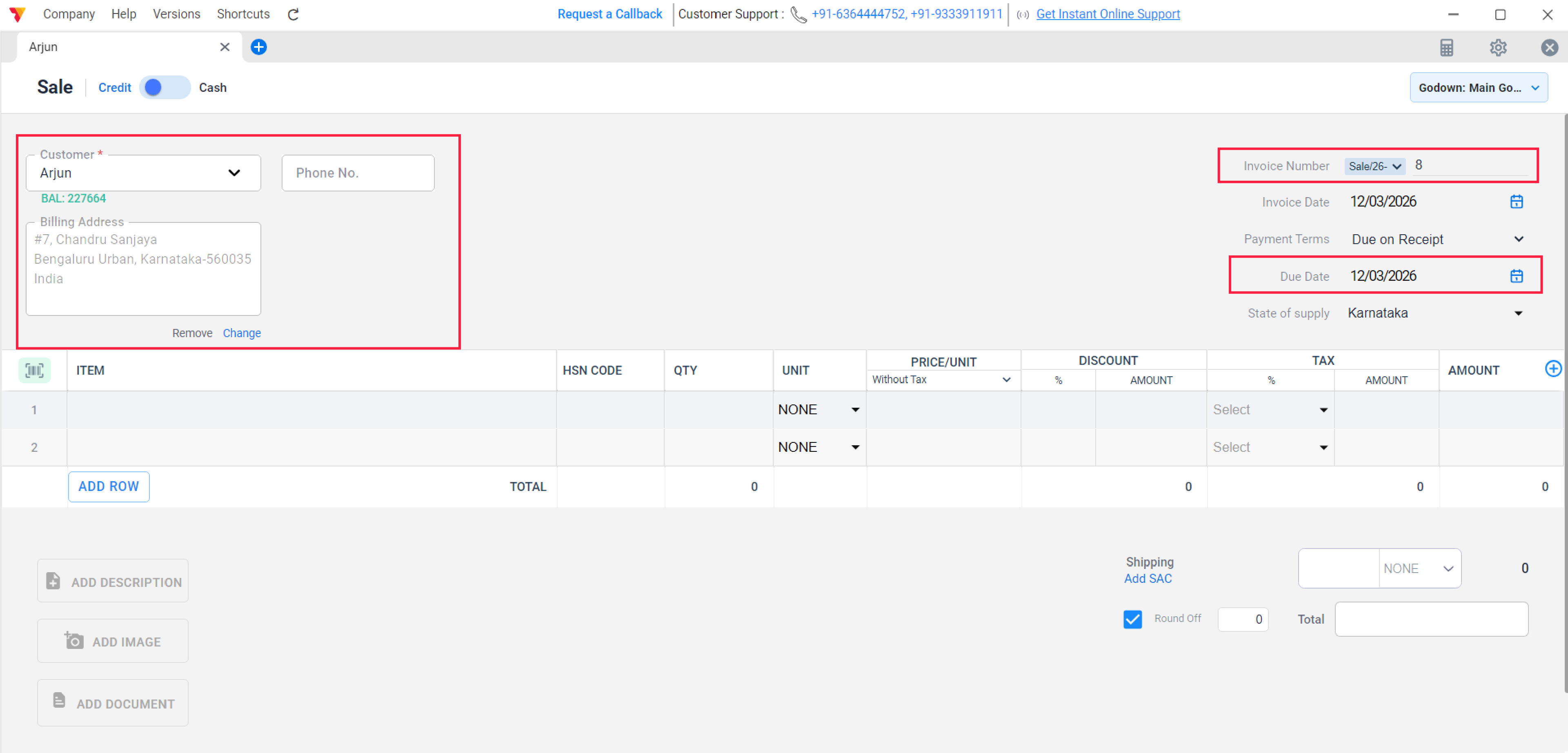 Add Party & Invoice Details