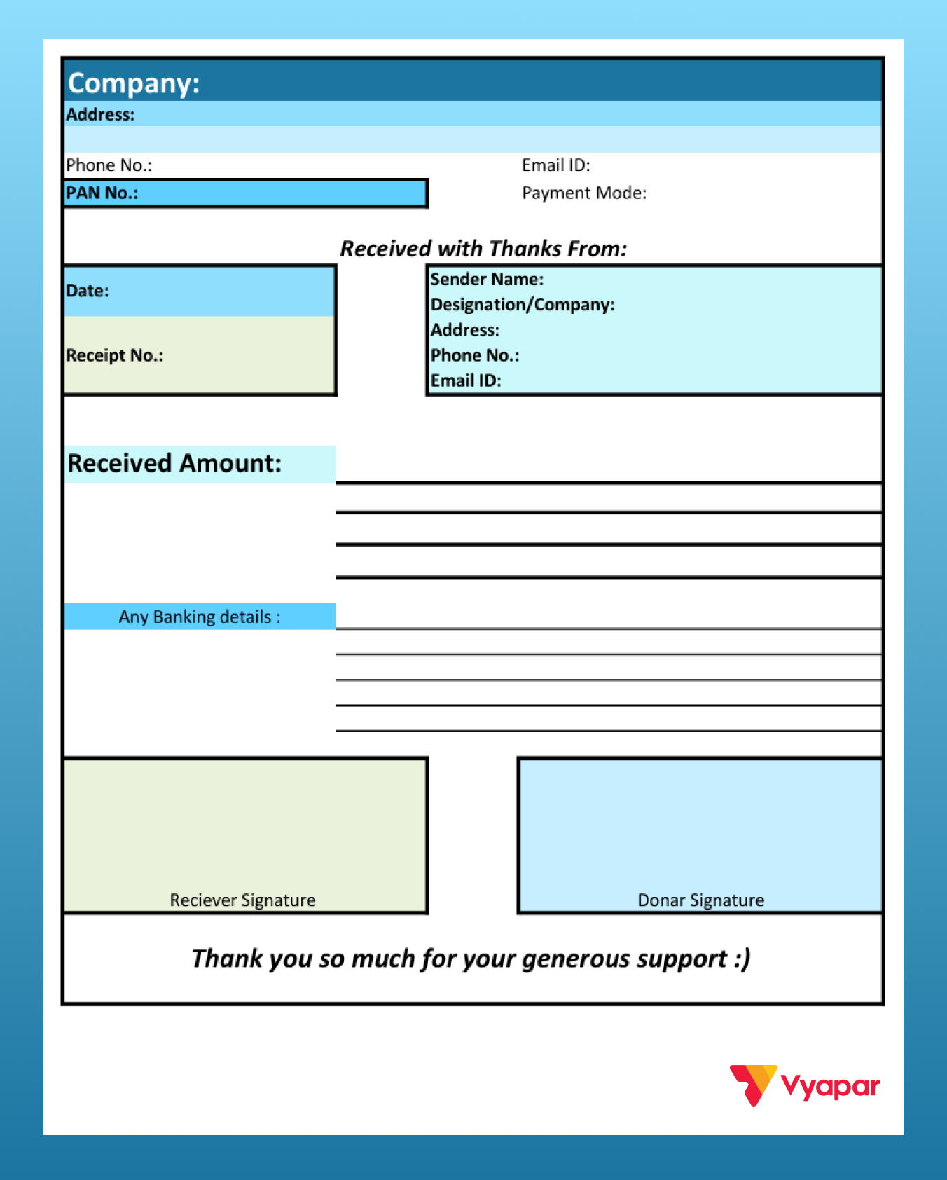 NGO Donation Receipt Format in PDF