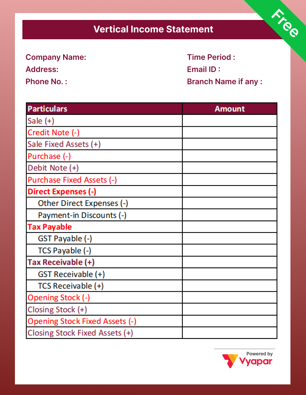 Vertical Income Format in excel