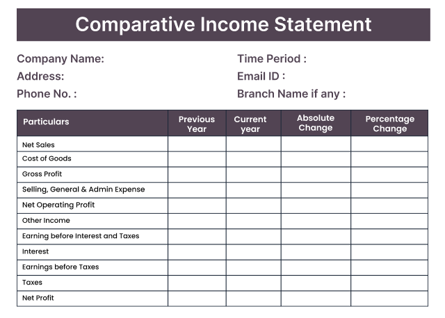 Comparative Income Statement in word