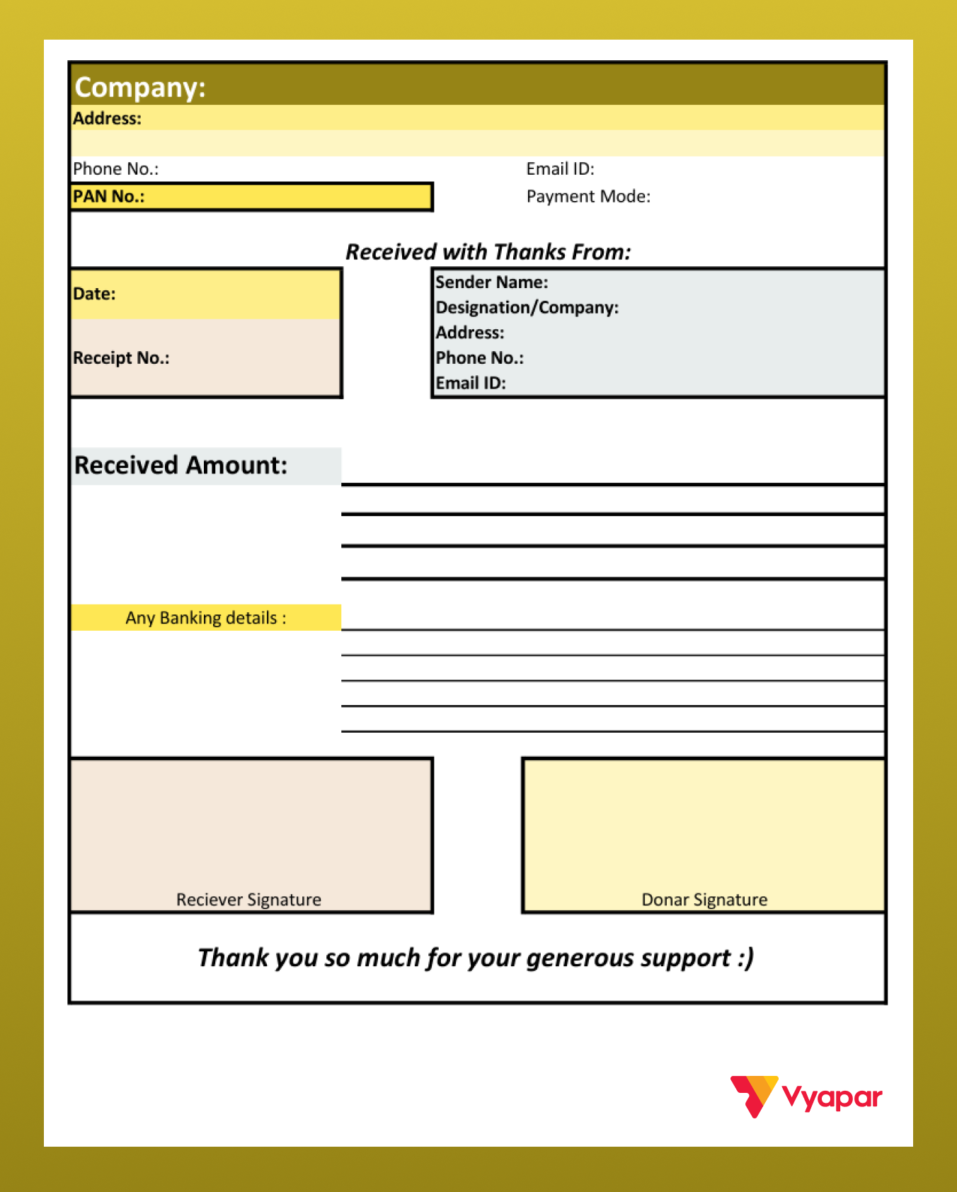 NGO Donation Receipt Format in Word