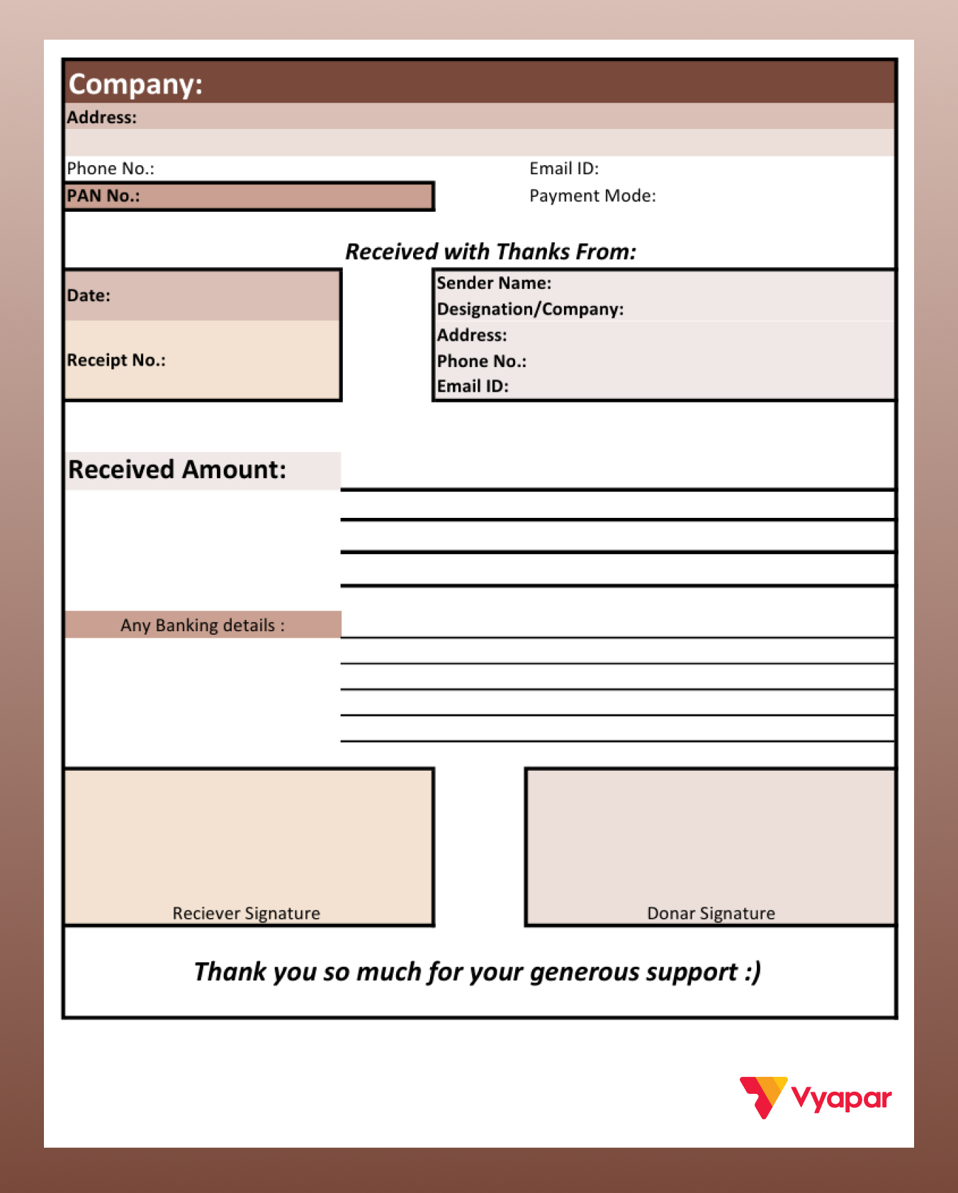 NGO Donation Receipt Format in Word
