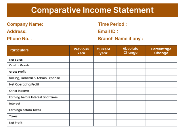Simple Comparative Income Statement in excel