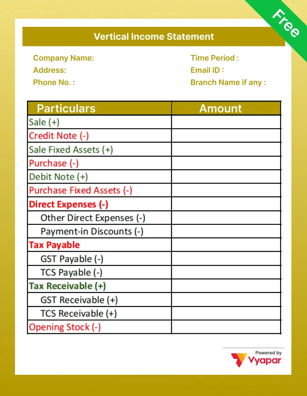 Vertical Income Statement