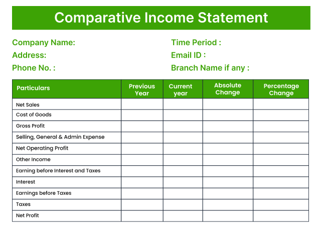 Comparative Income Statement in excel