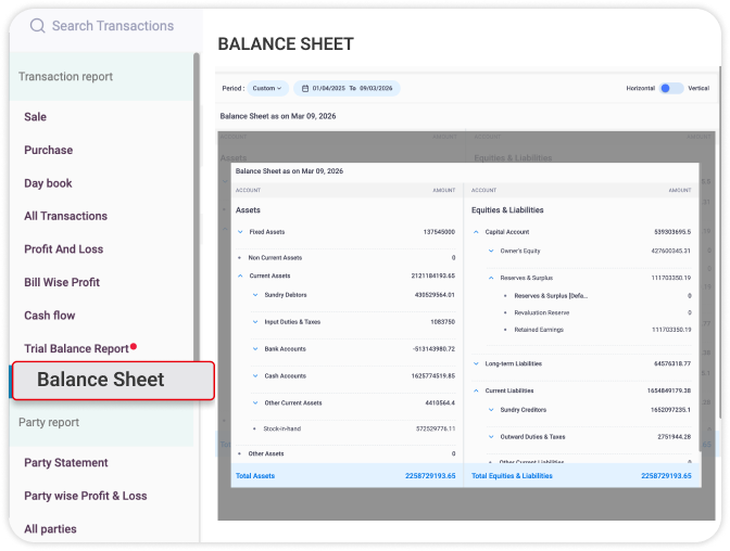 Balance Sheet Generation