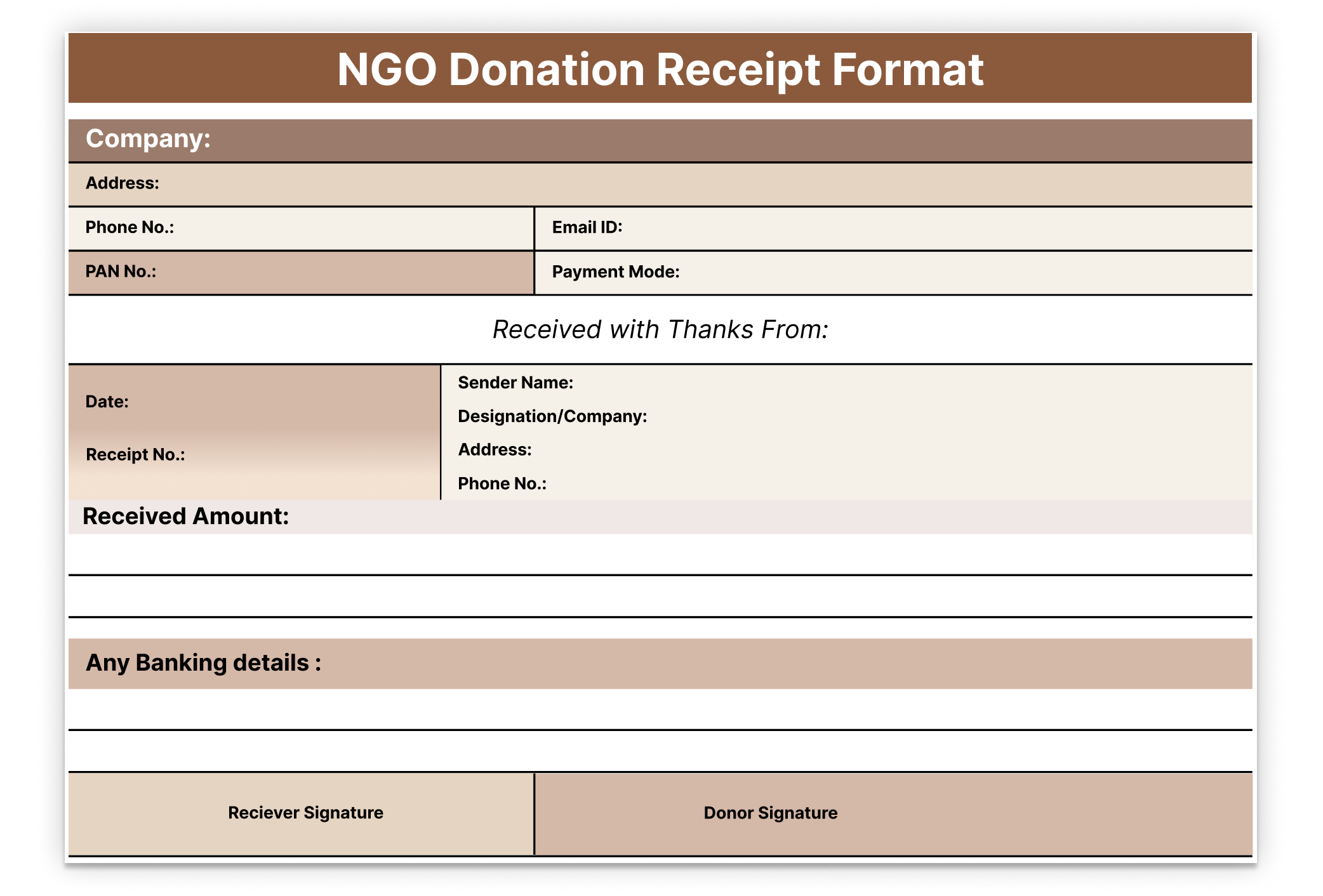 NGO Donation Receipt Format 
