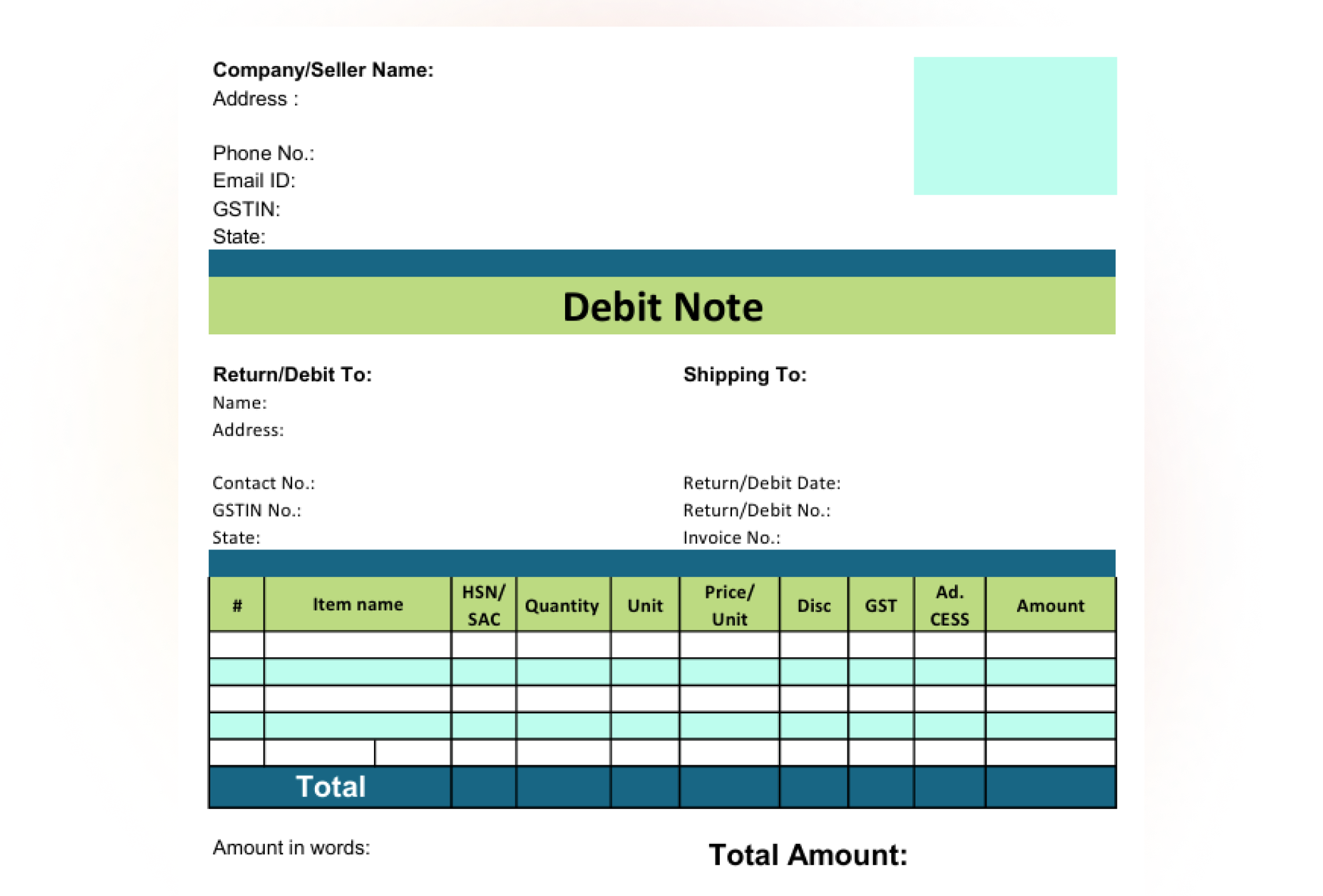Debit Note Format Hero Image