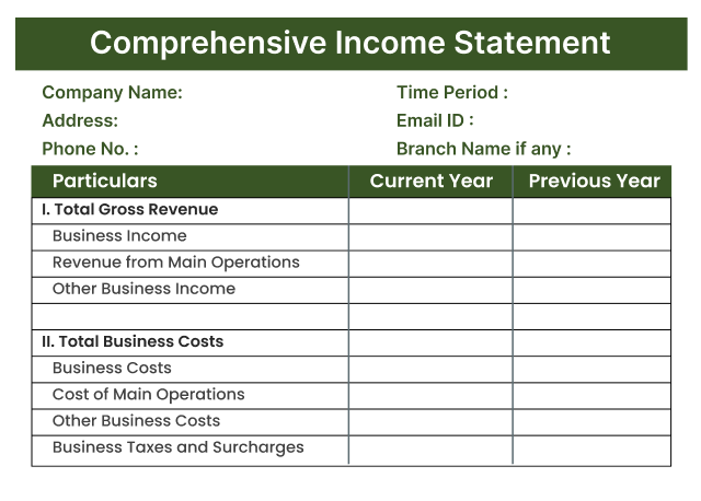 Comprehensive Income Format 