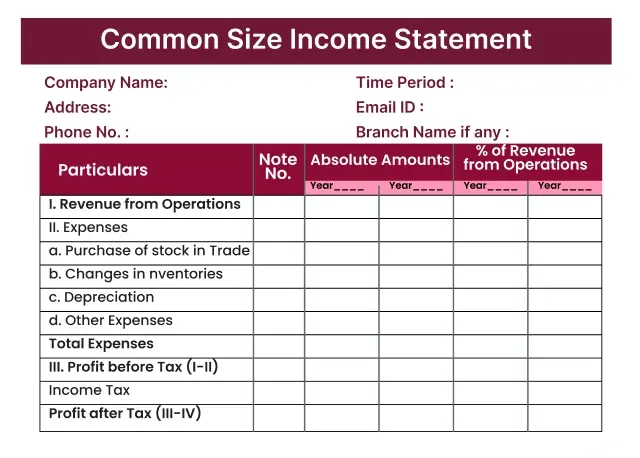 Common Size Income Statement format