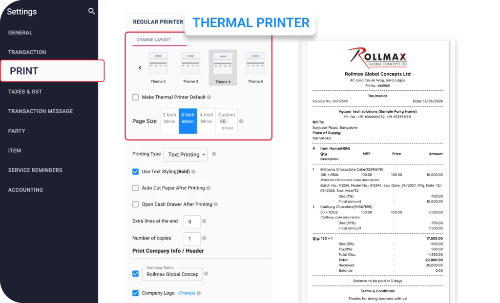 Thermal Printer Integration