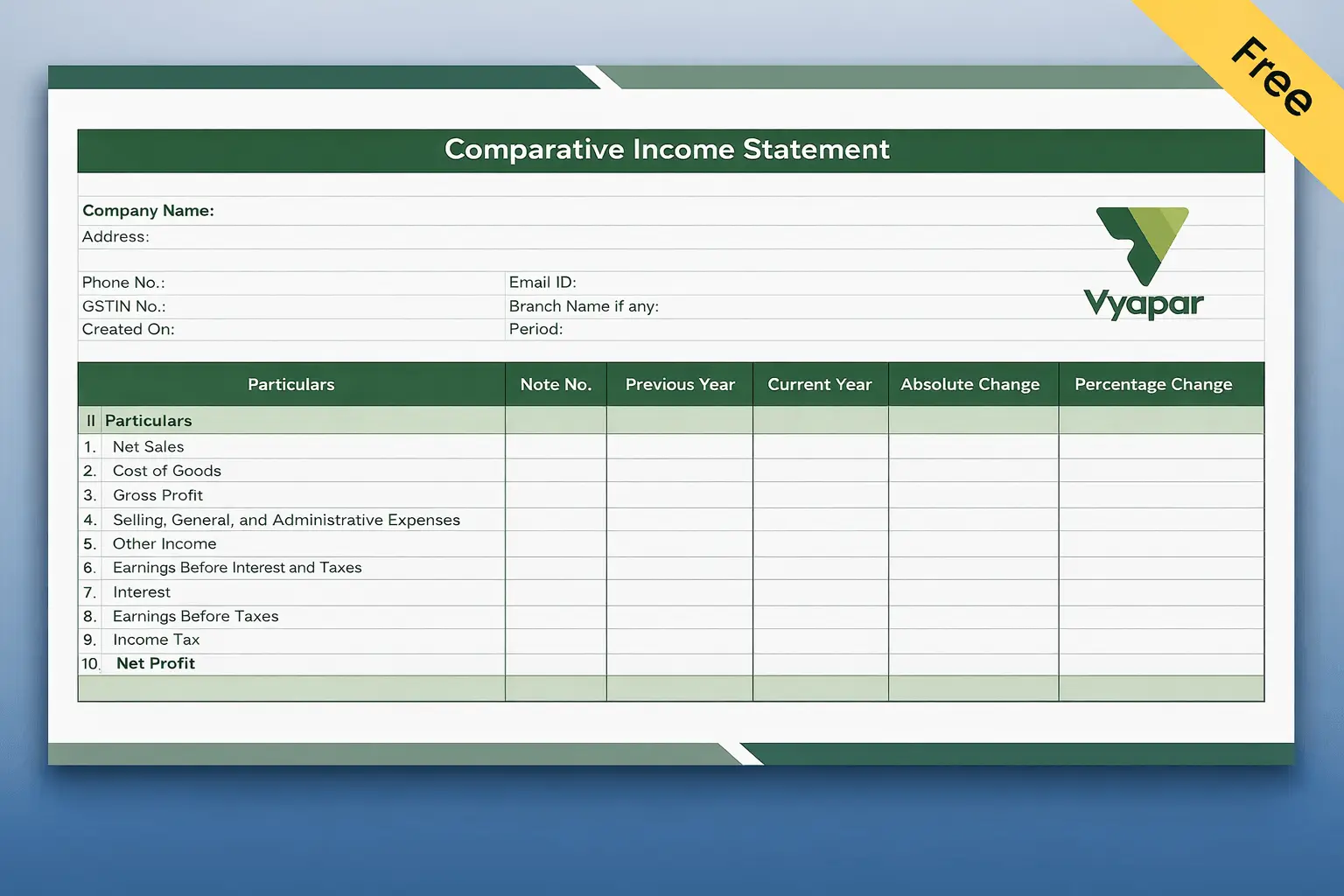 Comparative Income Format in word