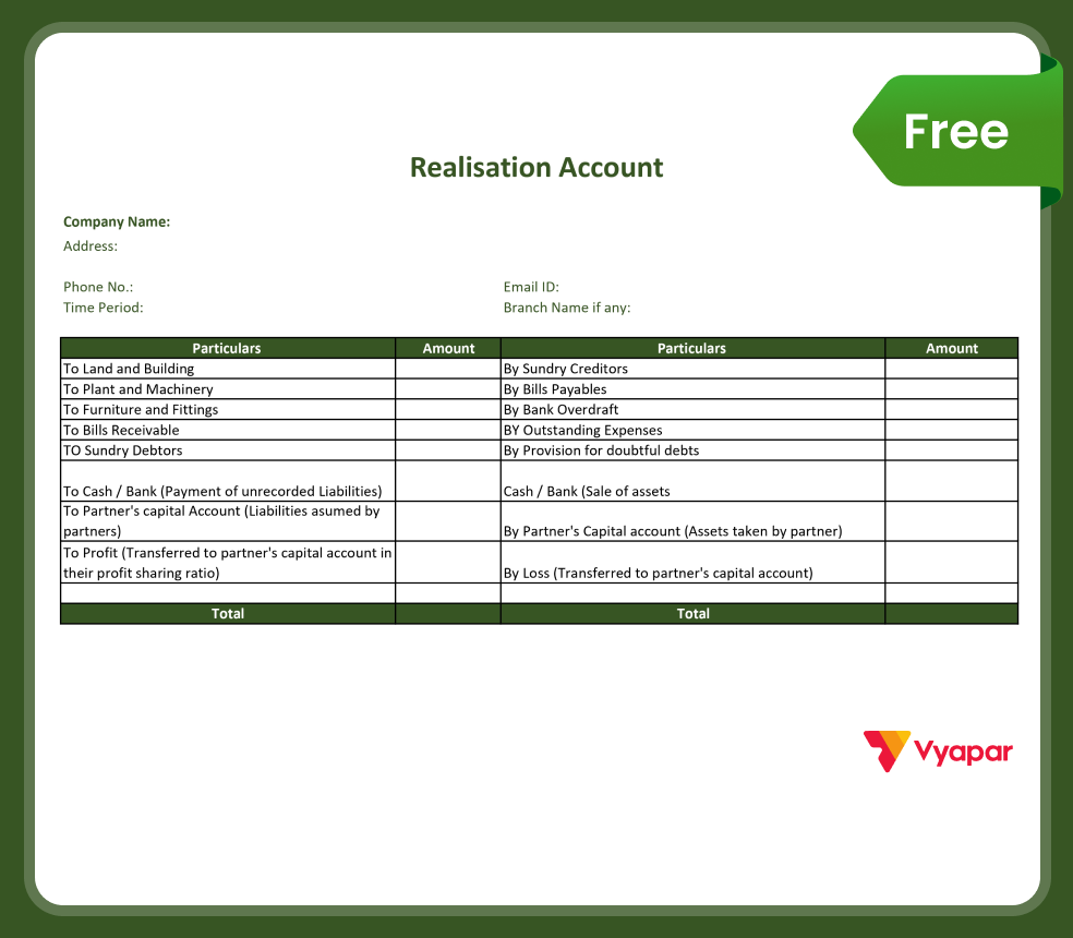 Realisation Account Format in Word
