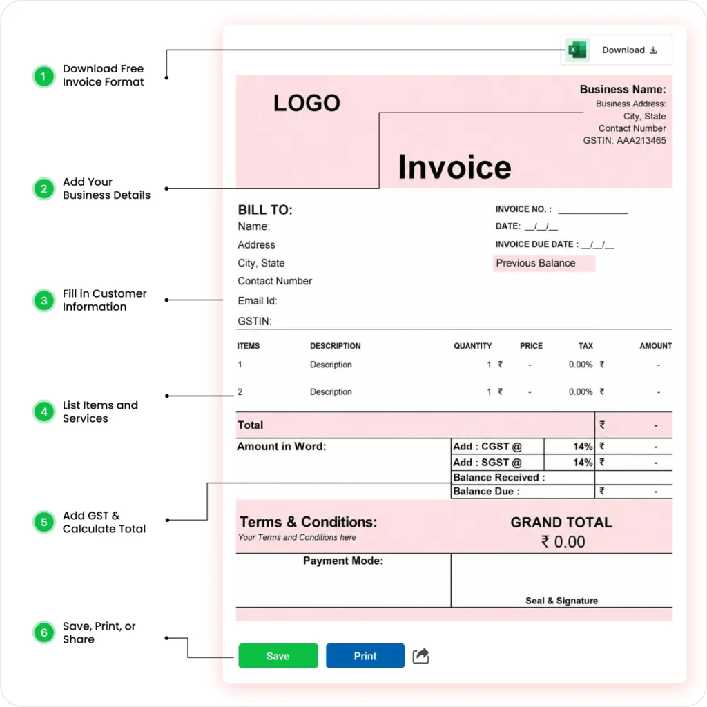 How to Use an Invoice Format in Excel