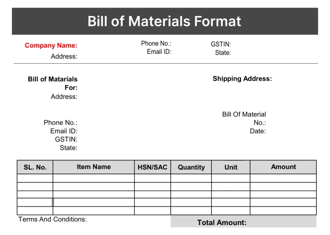 Bill of Materials Format