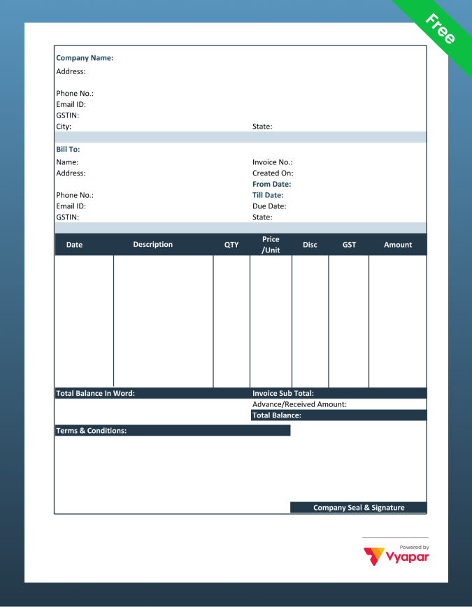 cumulative Bill Format