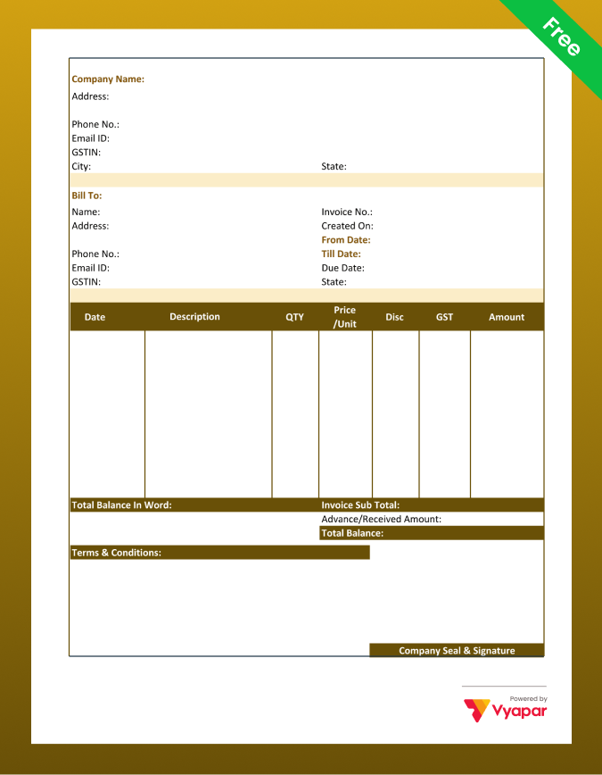 cumulative invoice format