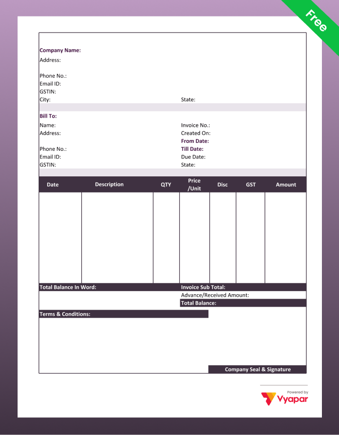 cumulative invoice template