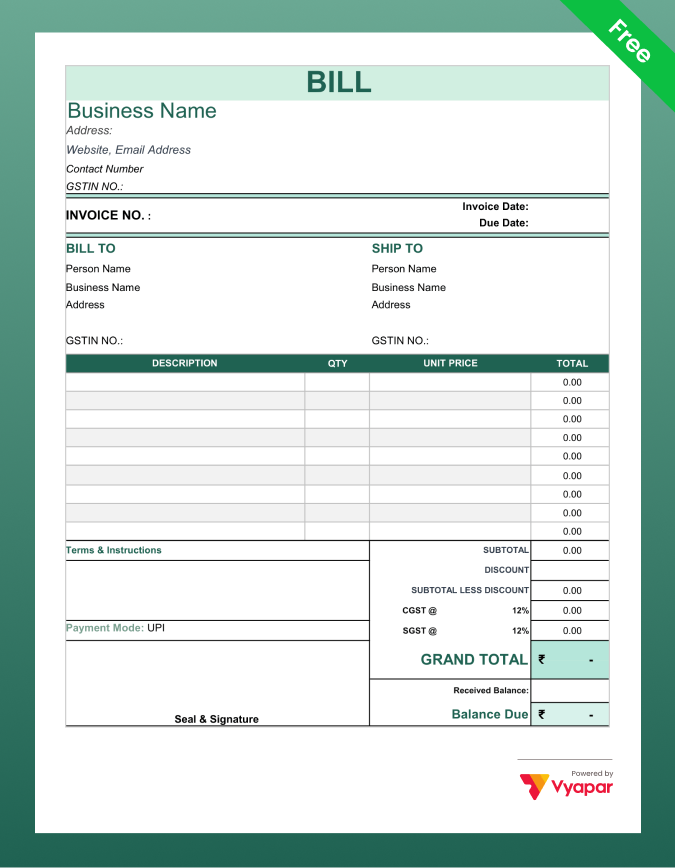 invoice with discount