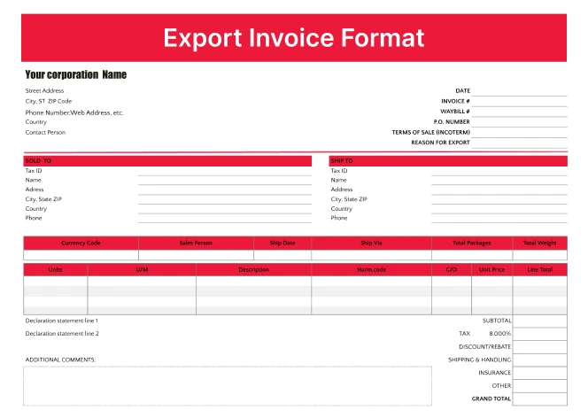 Export Invoice Format