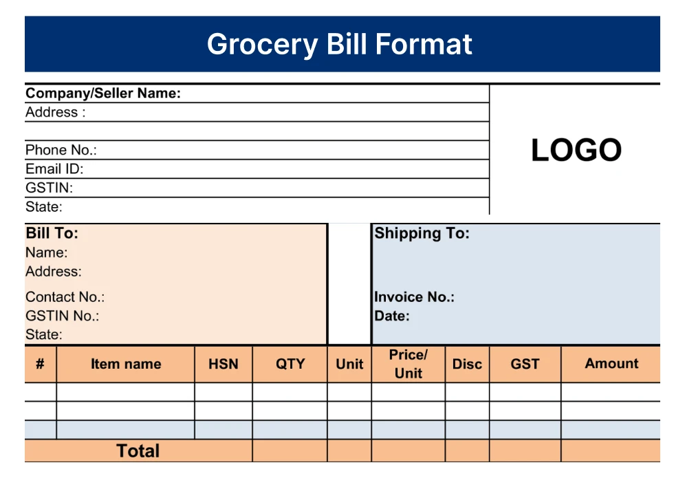 Grocery Bill Format