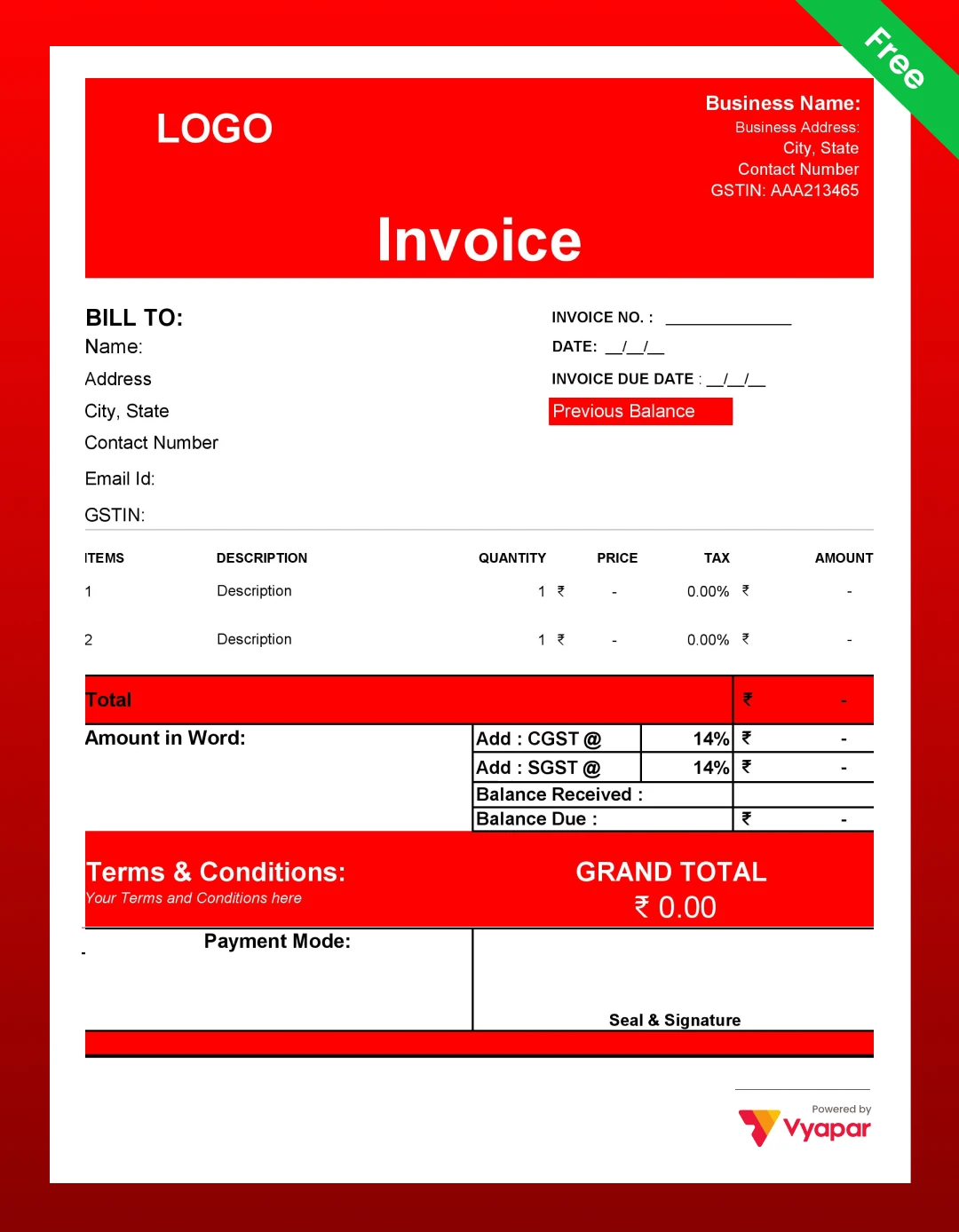 Simple Invoice in Excel