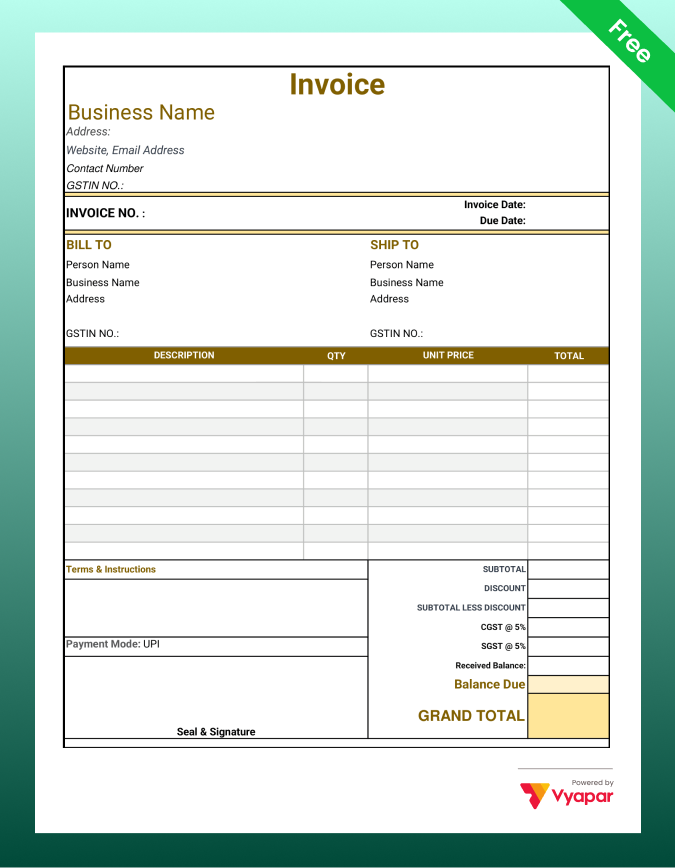 Tax Bill Format