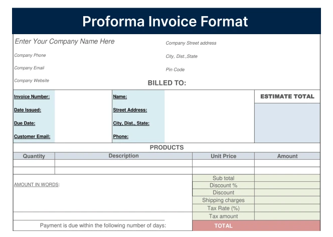 Proforma Invoice Format