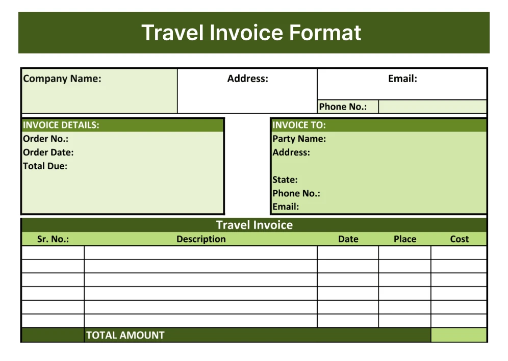 Travel Invoice formaat