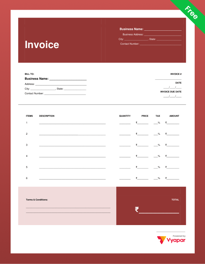 Simple Invoice format