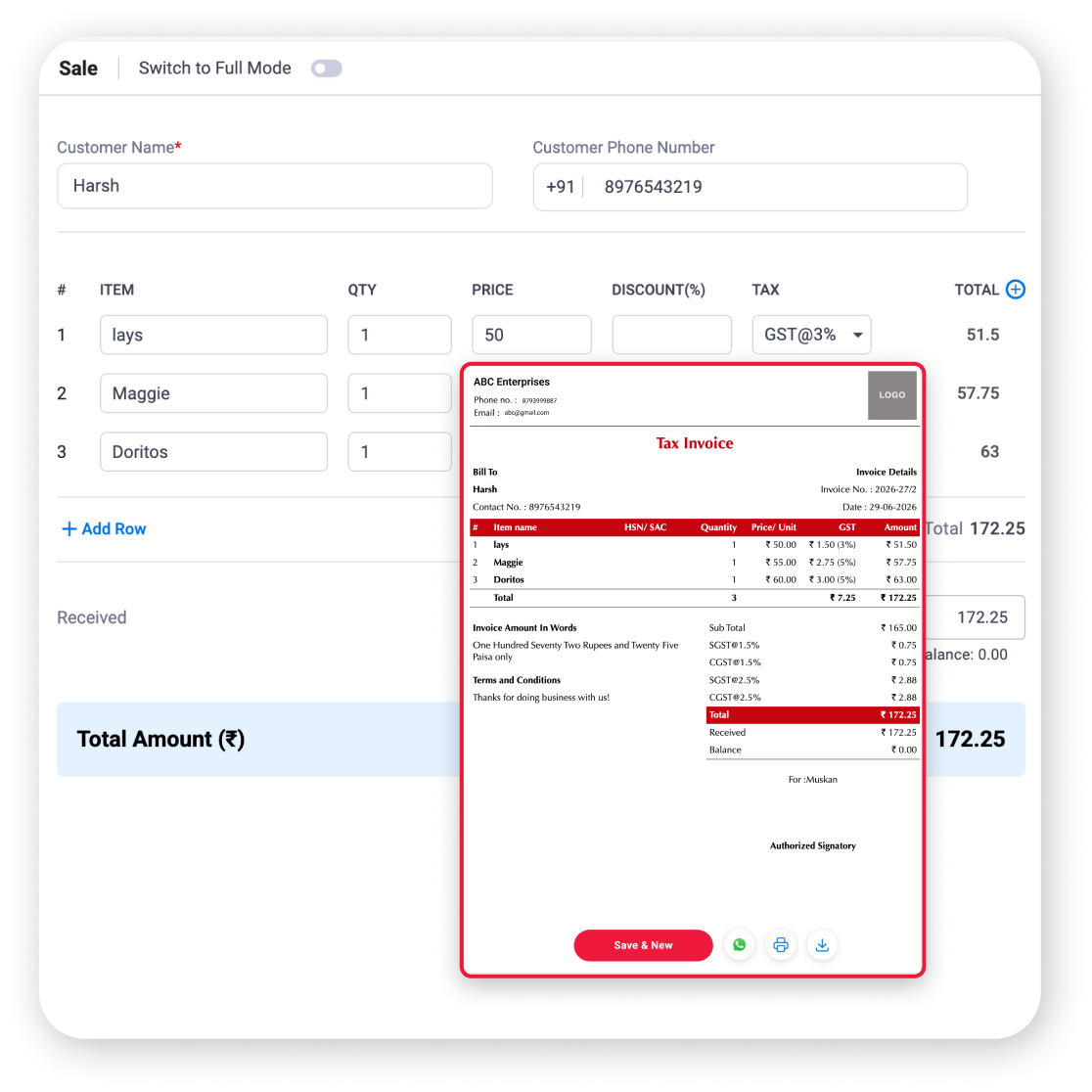 Faster billing & Checkout with Vyapar Retail billing software