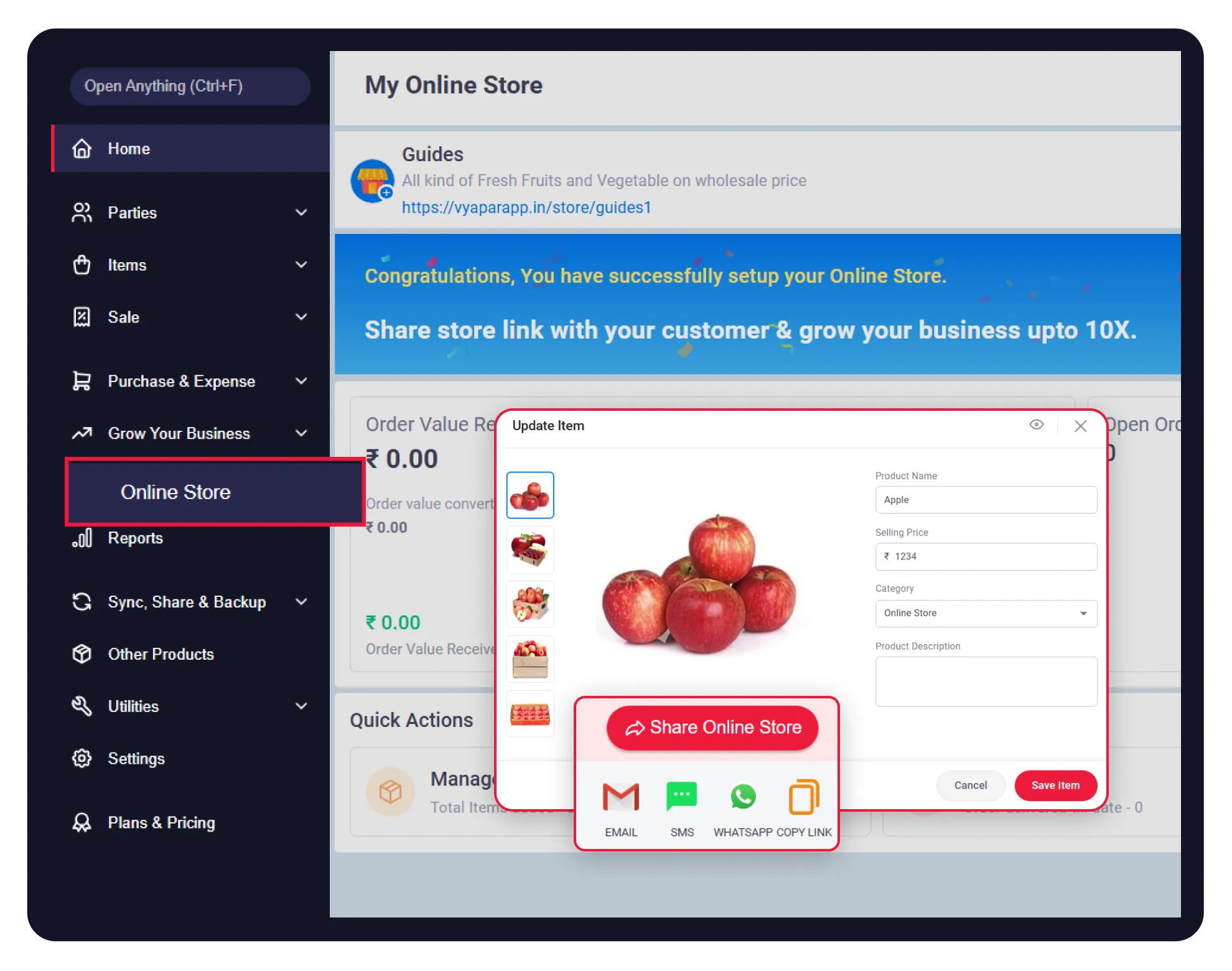 How to Create an Online Store in Vyapar App