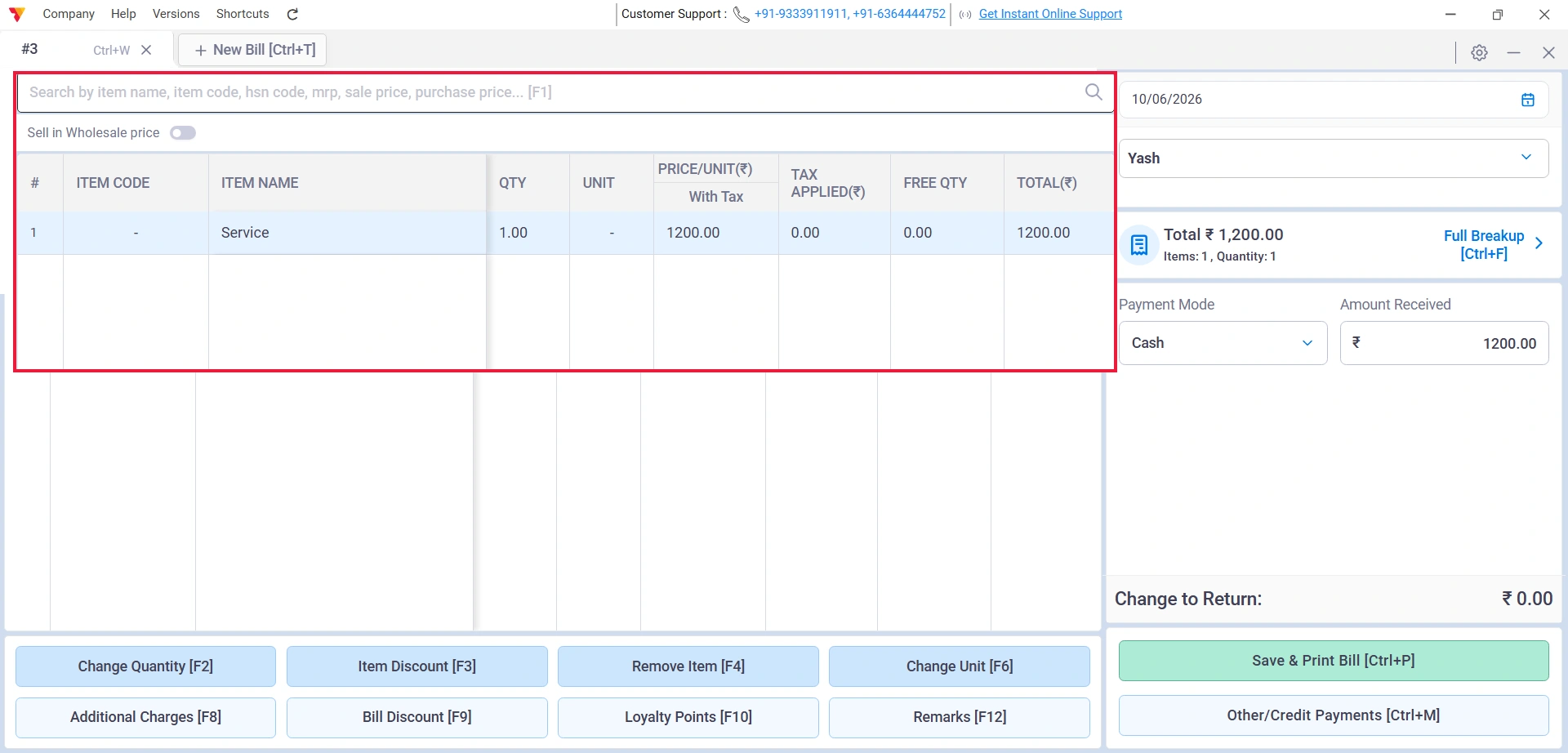 Create a sales bill