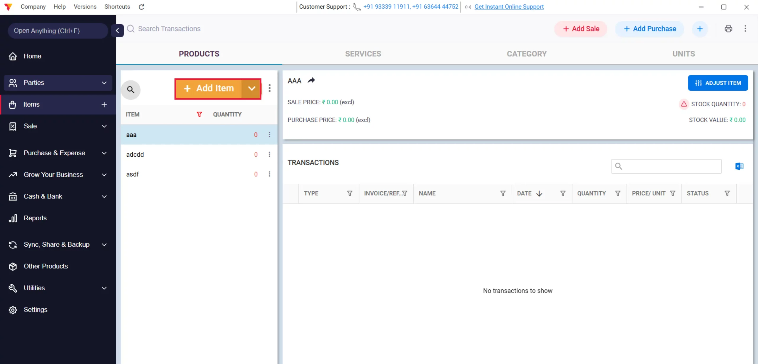 Manage Item Details