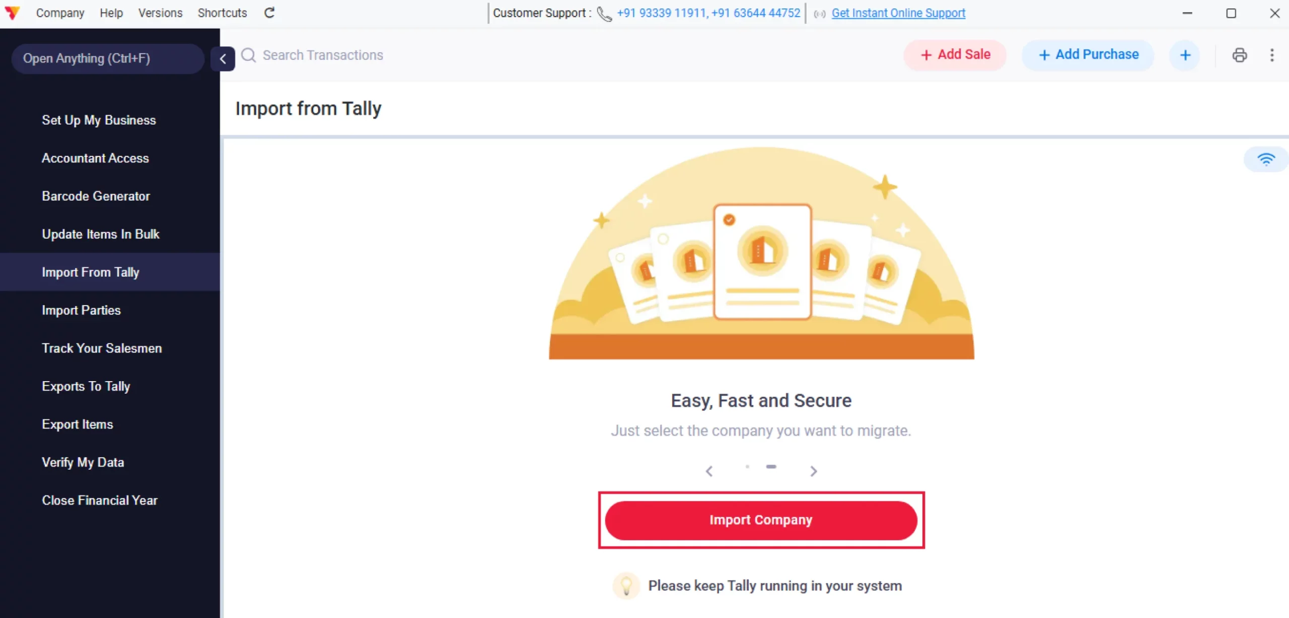 Connect Tally to Vyapar