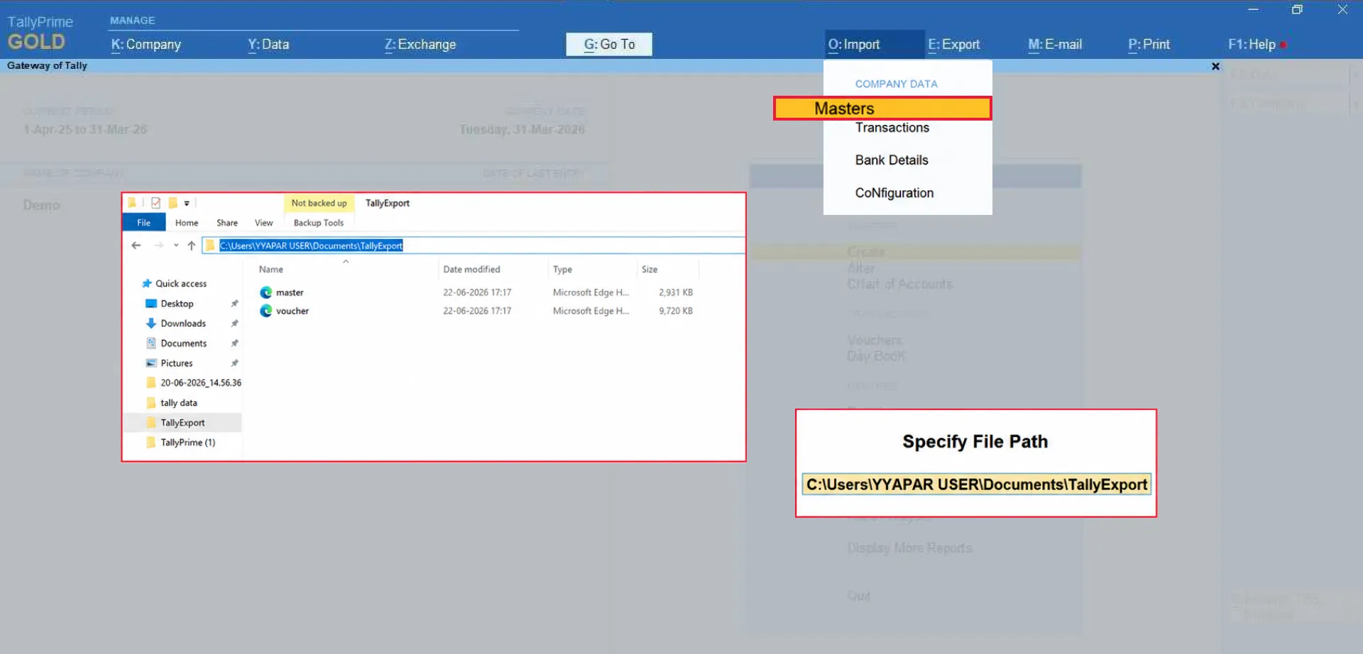 Import the Masters File