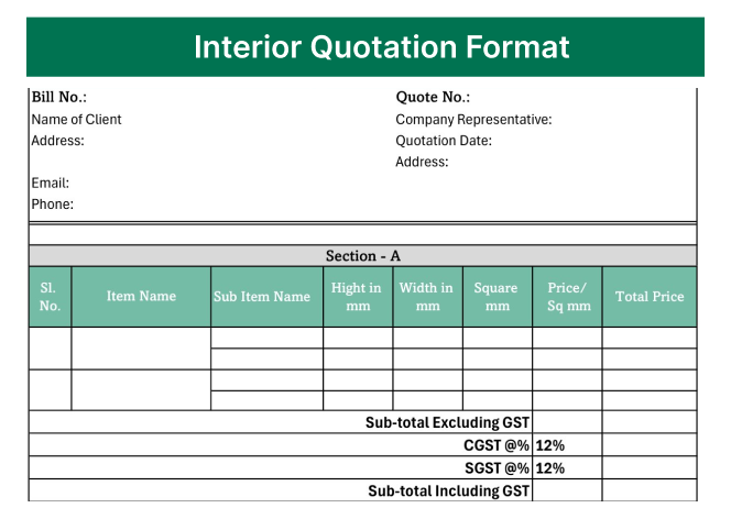 Interior Quotation Format