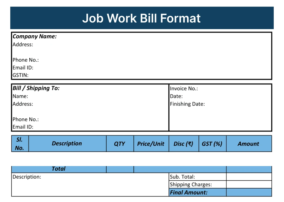 Job Work Bill Format