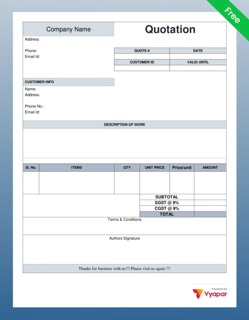 Quotation Letter Format in Word