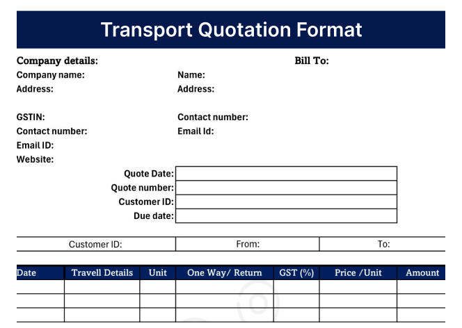 Transport Quotation Format
